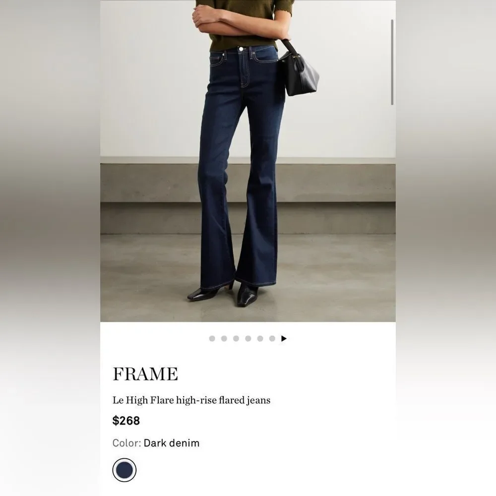 NWT FRAME Le Pixie High Flare in Indigo dark wash - Picture 13 of 14